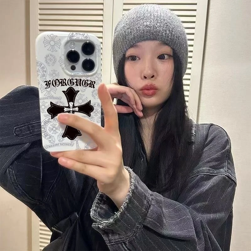 日韩豹纹十字架适用iPhone16promax果冻手机壳1514个性13女12防摔