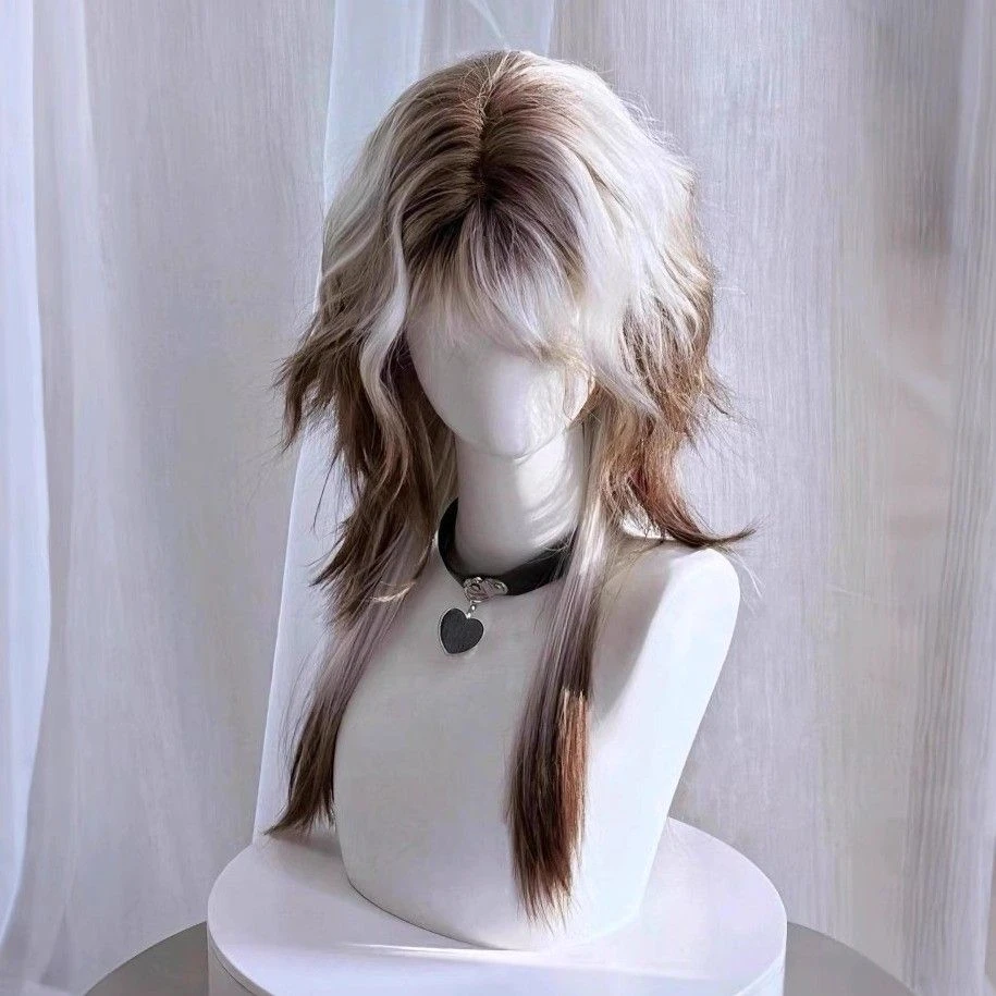 【狼少年】狼尾挑染·帅气银棕渐变鲻鱼头狼尾男整顶假发