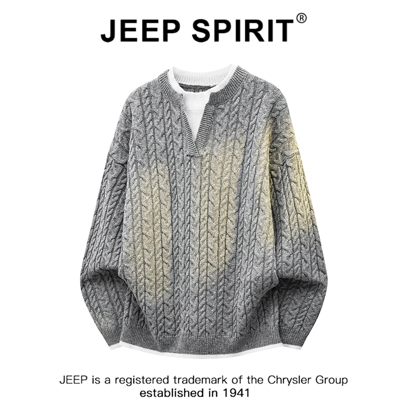 JEEPSPIRIT吉普男2025秋冬季新款百搭潮流休闲宽松时尚针织衫毛衣