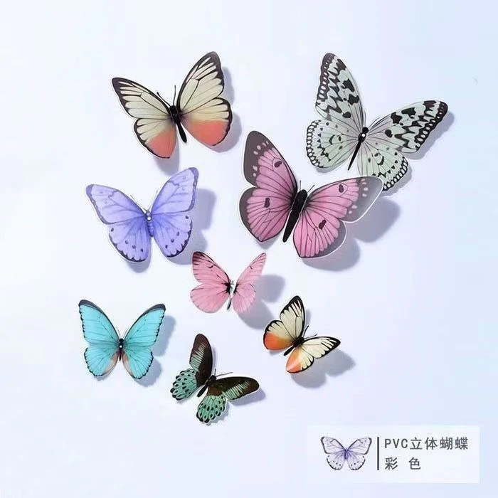 新款花束PVC蝴蝶配饰 鲜花花束搭配材料手工DIY花艺花店包装材料