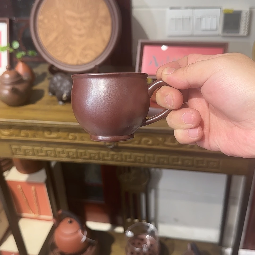 紫砂茶壶石红耳杯