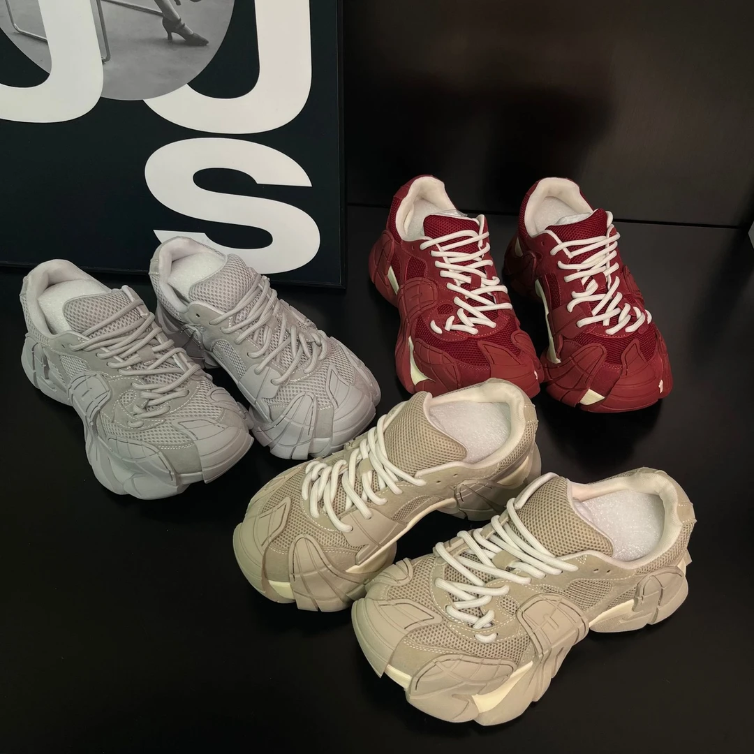 爆款~2025春秋新潮款真皮八爪鱼老爹鞋ins时尚系带拼色休闲运动鞋