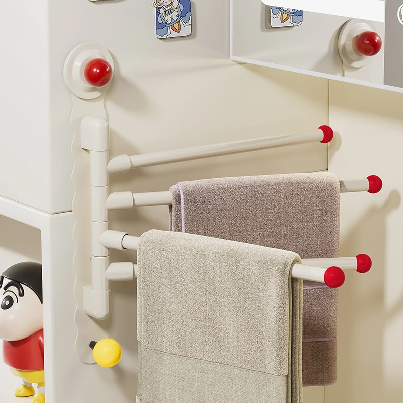 多巴胺吸盘毛巾架免打孔卫生间旋转毛巾挂杆浴室墙上浴巾置物架