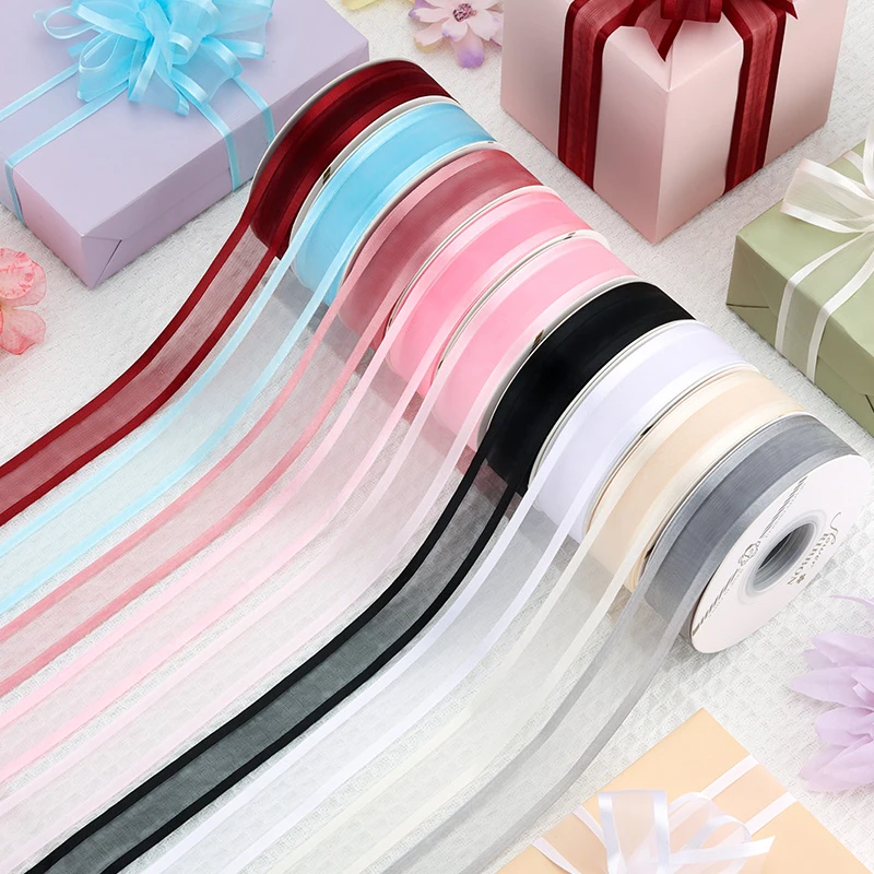 2.5cm宽边雪纱丝带 鲜花装饰蛋糕包捆礼品包装手工DIY纯色丝带