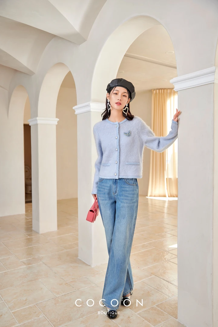 COCOON时尚开叉直筒牛仔裤173303