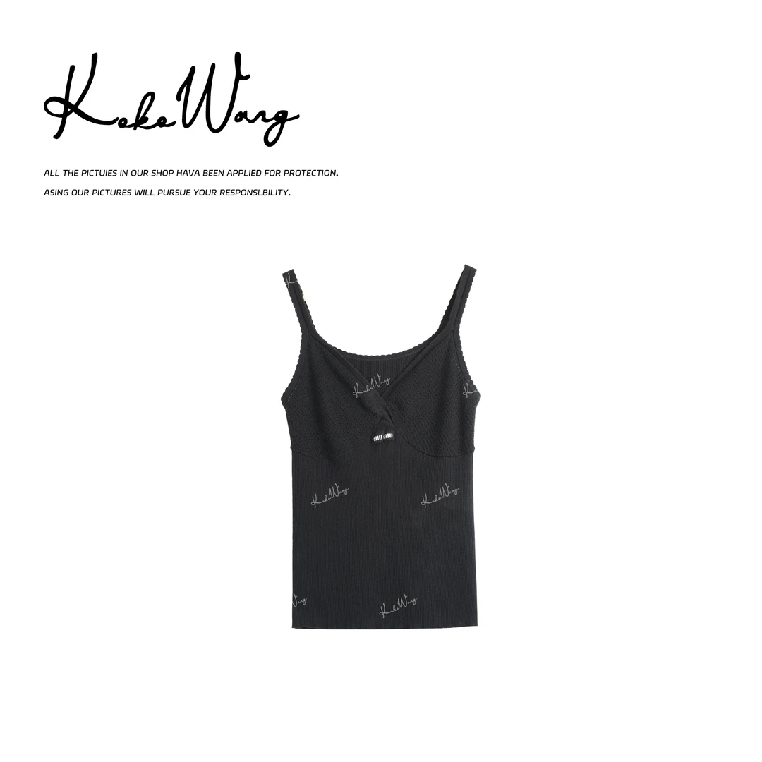 KOKOWANG 秋冬甜美温柔风深V针织精梳棉百搭吊带背心X6515H03N20