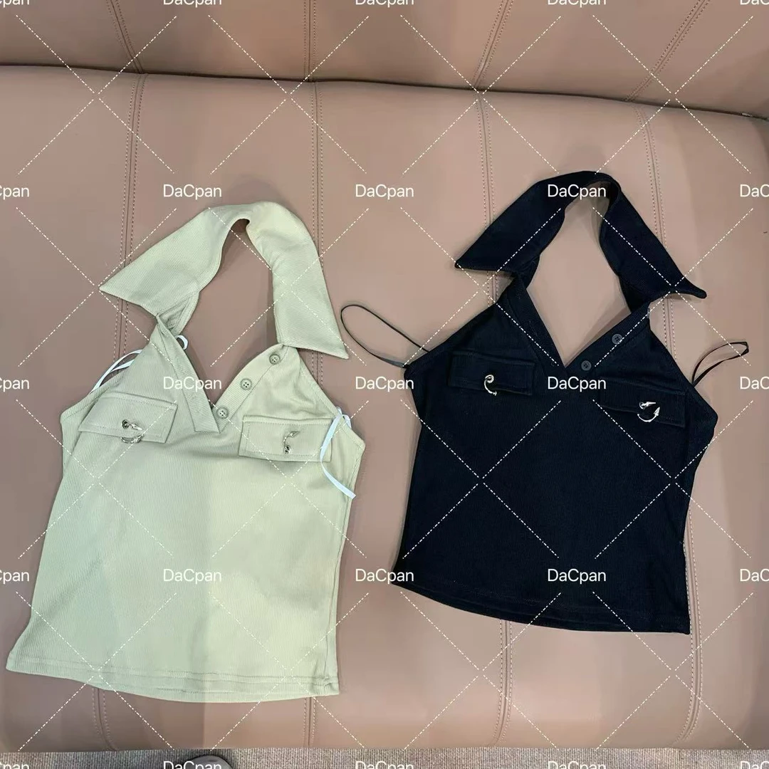 DACPAN-“午夜动能”3扣翻领露背无袖上衣 2025/盼·PP 3070