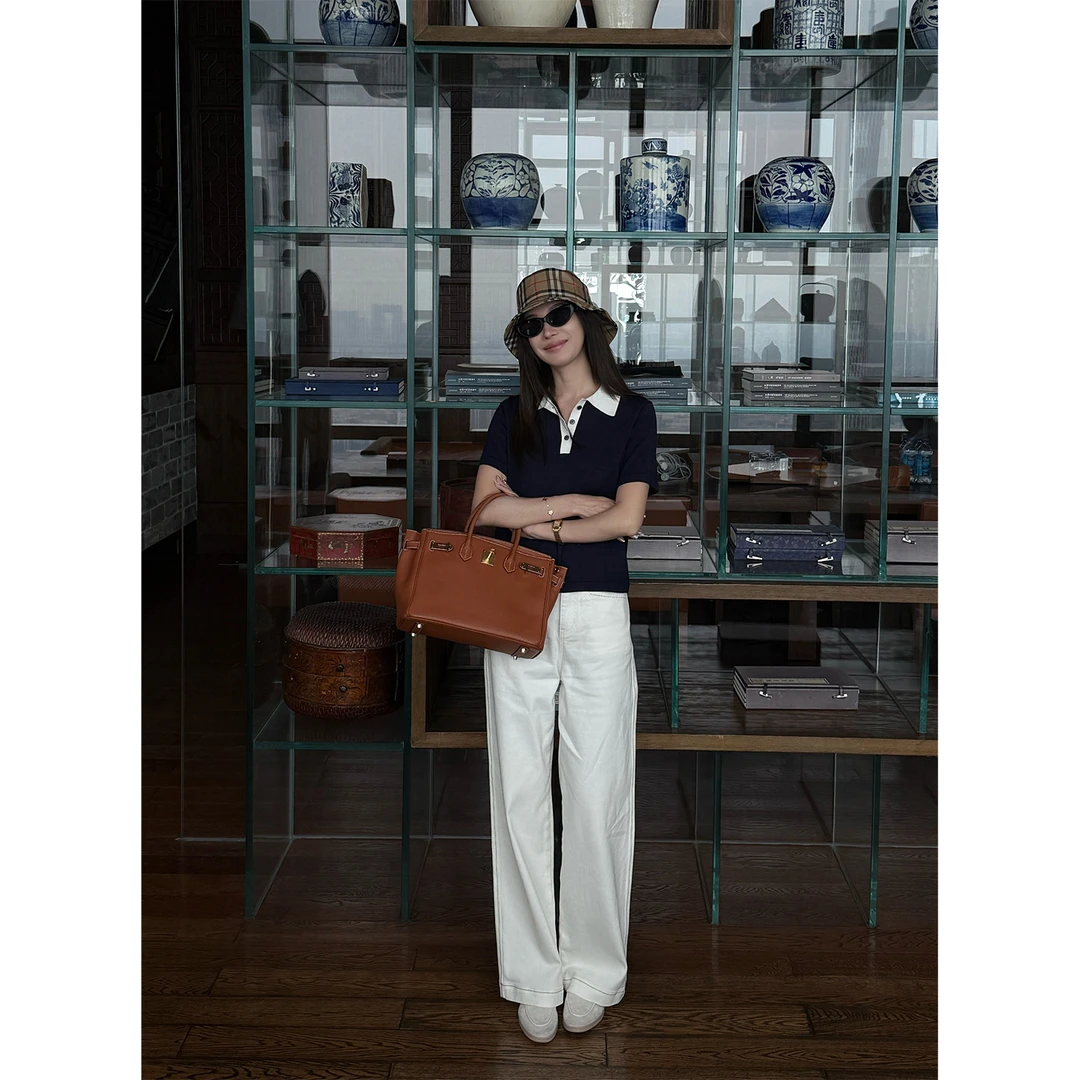 【雾白风影】“明线牛仔”极简设计感拼接线条百搭显瘦休闲长裤21557