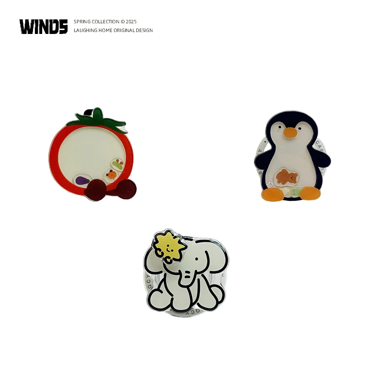 创意摇摇乐磁吸支架卡通企鹅大象番茄适用苹果华为小米磁吸手机壳