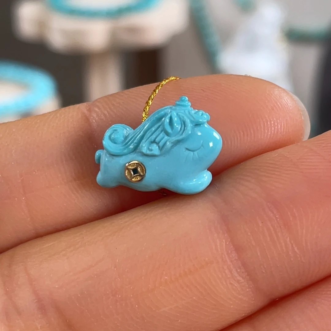 绿松石未镶嵌套链高蓝马上有钱