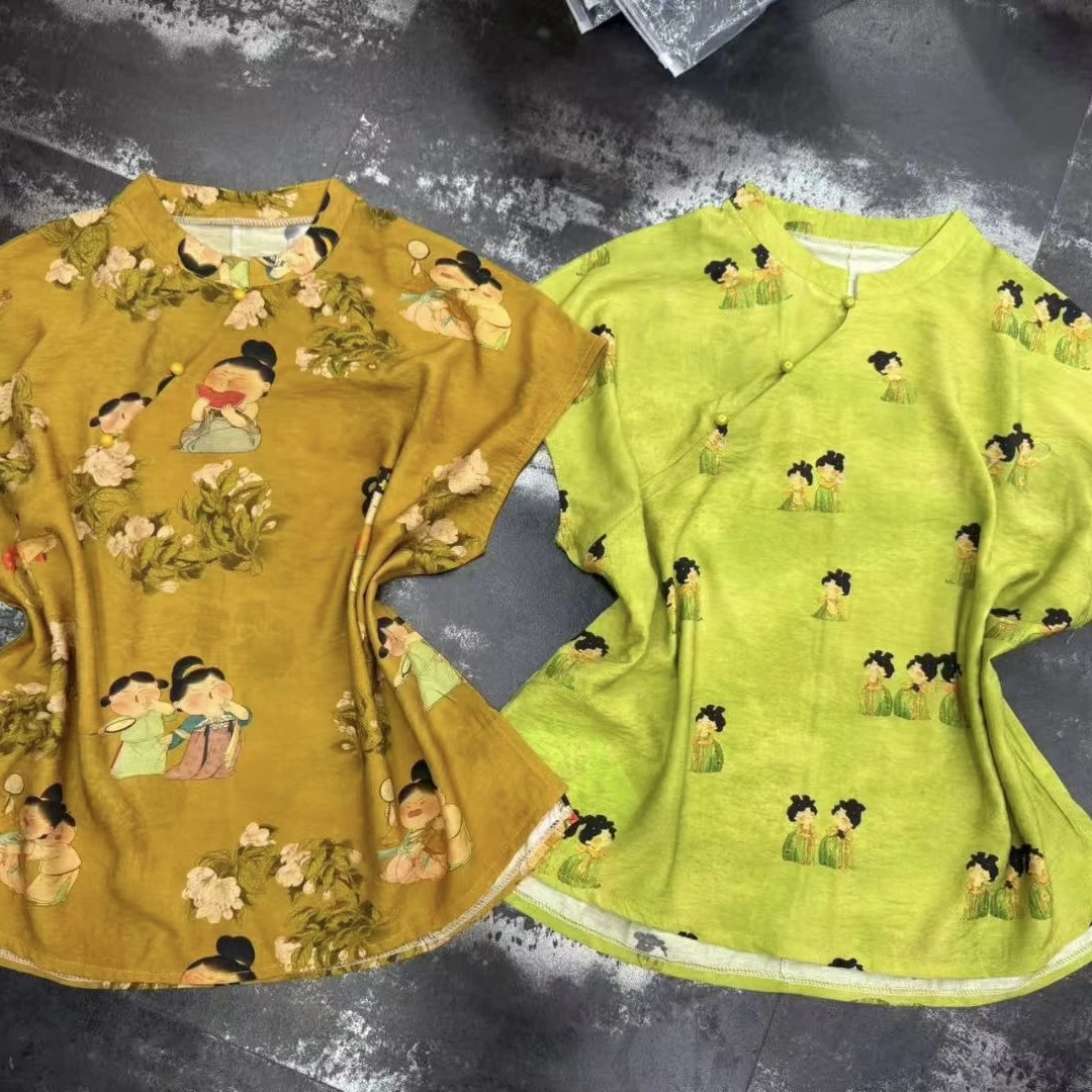 胖胖家*1519新款国风盘扣洋气百搭小飞袖设计感上衣