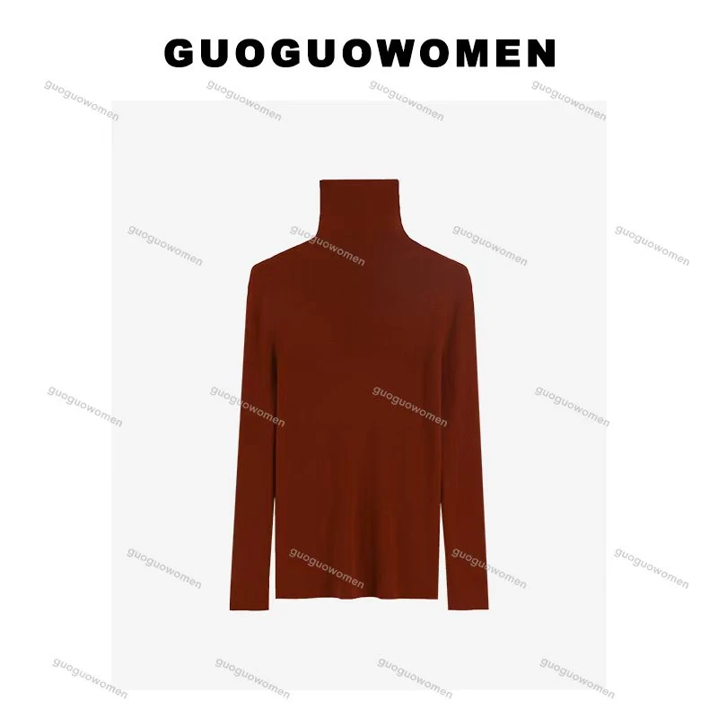 果果家 高领针织打底衫2024秋冬女气质慵懒感长袖纯色百搭上衣