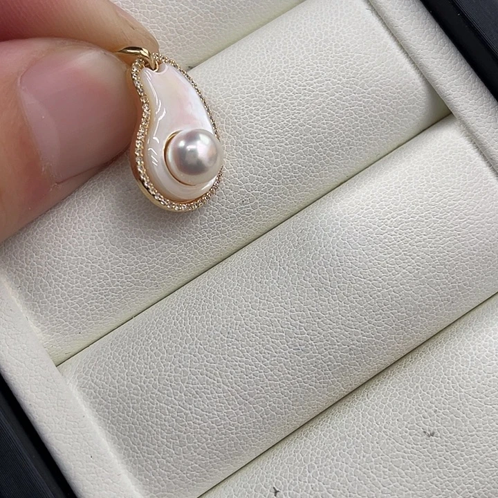 吊坠(不含链)海水珍珠银S925镶嵌