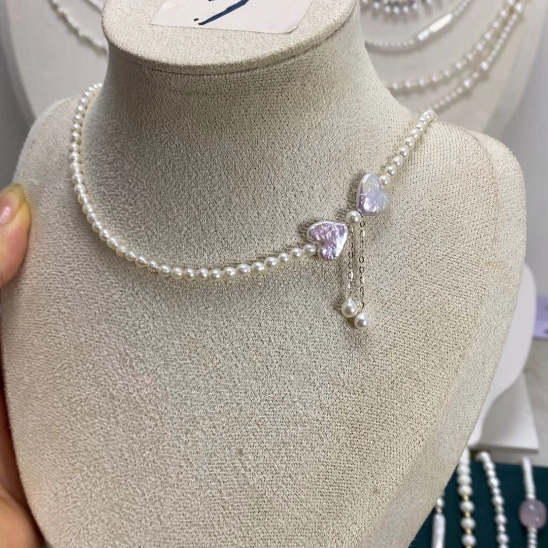 淡水珍珠银S925镶嵌颈饰