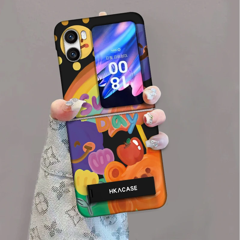 适用oppofindn2flip手机壳彩色涂鸦折叠屏无边框全包保护套