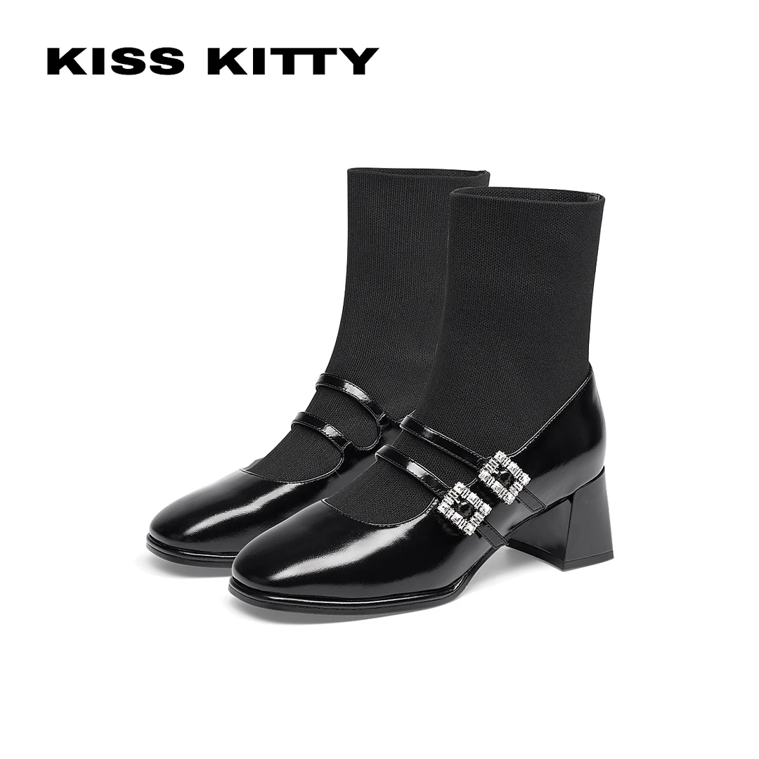 KISSKITTY弹力瘦瘦舒适闪耀时装靴SA54736-38-QSN