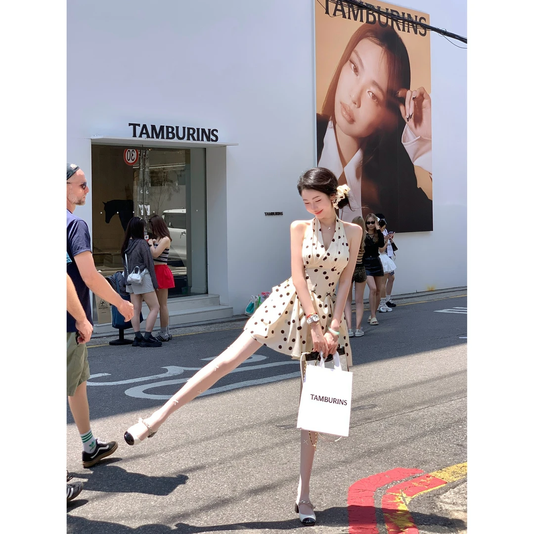 【雅乔定制】波普艺术 多种穿法时尚波点挂脖连衣裙DYYK-25042342