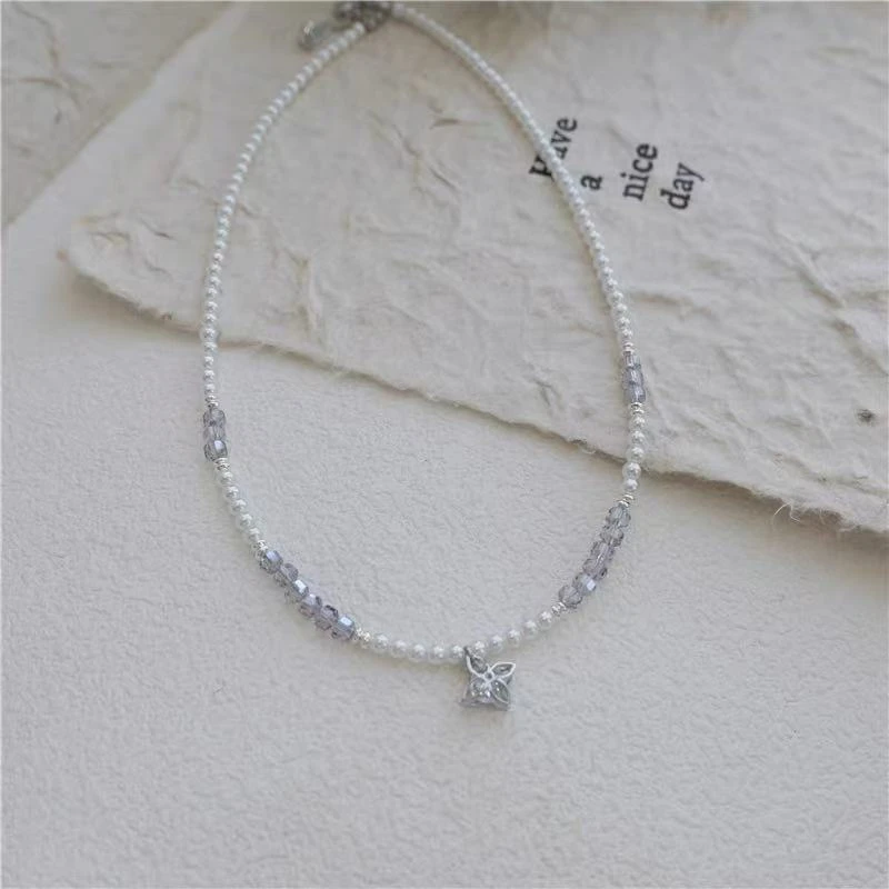 铜合金项链 彩色锆石清冷爱心蝴蝶结少女星星球叠搭韩系通勤项链