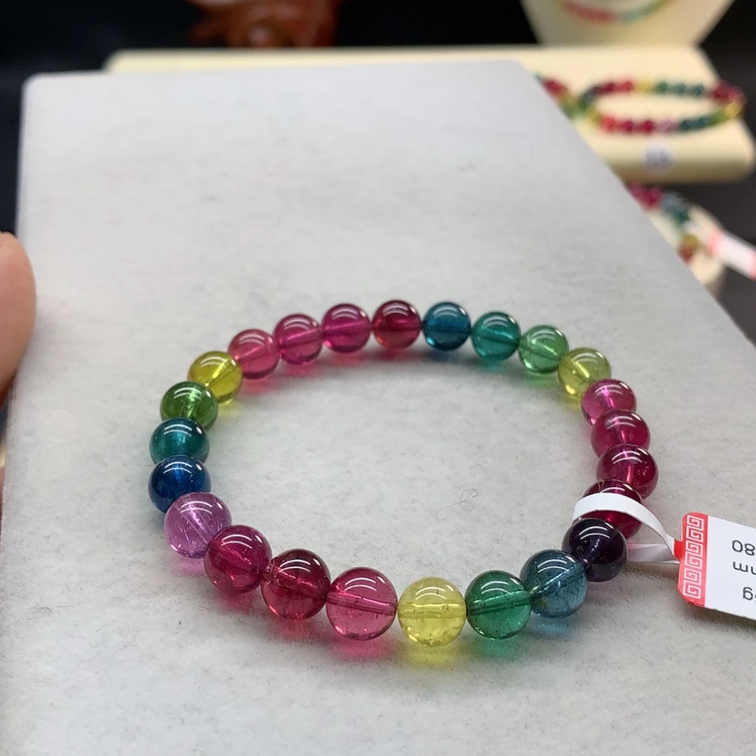 【闪购商品】未镶嵌手链碧玺艳丽色标单圈7.5