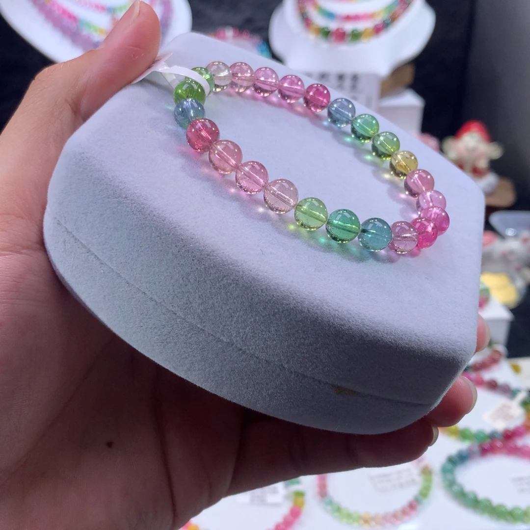 碧玺手串未镶嵌高透体人鱼单圈