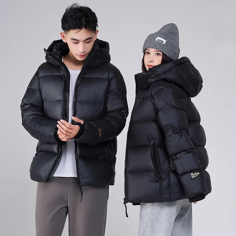 羽绒服男女同款2025冬季新款面包服短款潮流加厚黑金鸭绒保暖外套