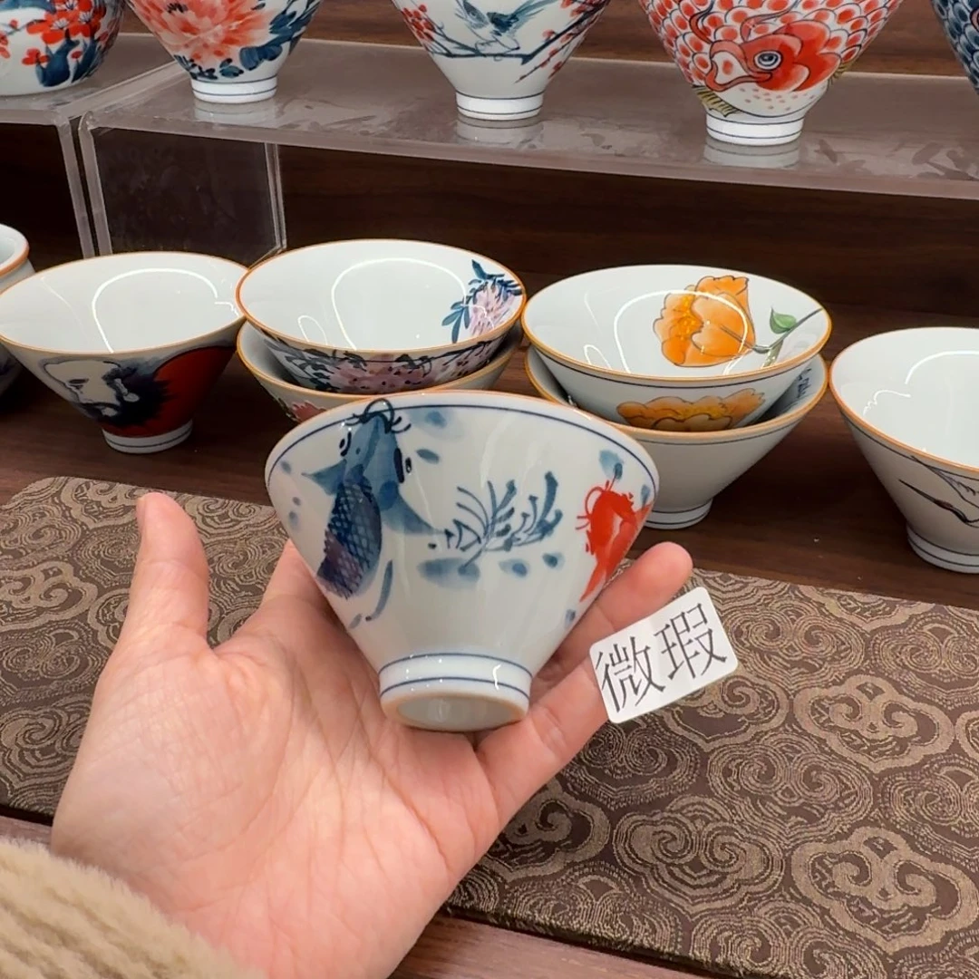 釉下手绘茶具微瑕