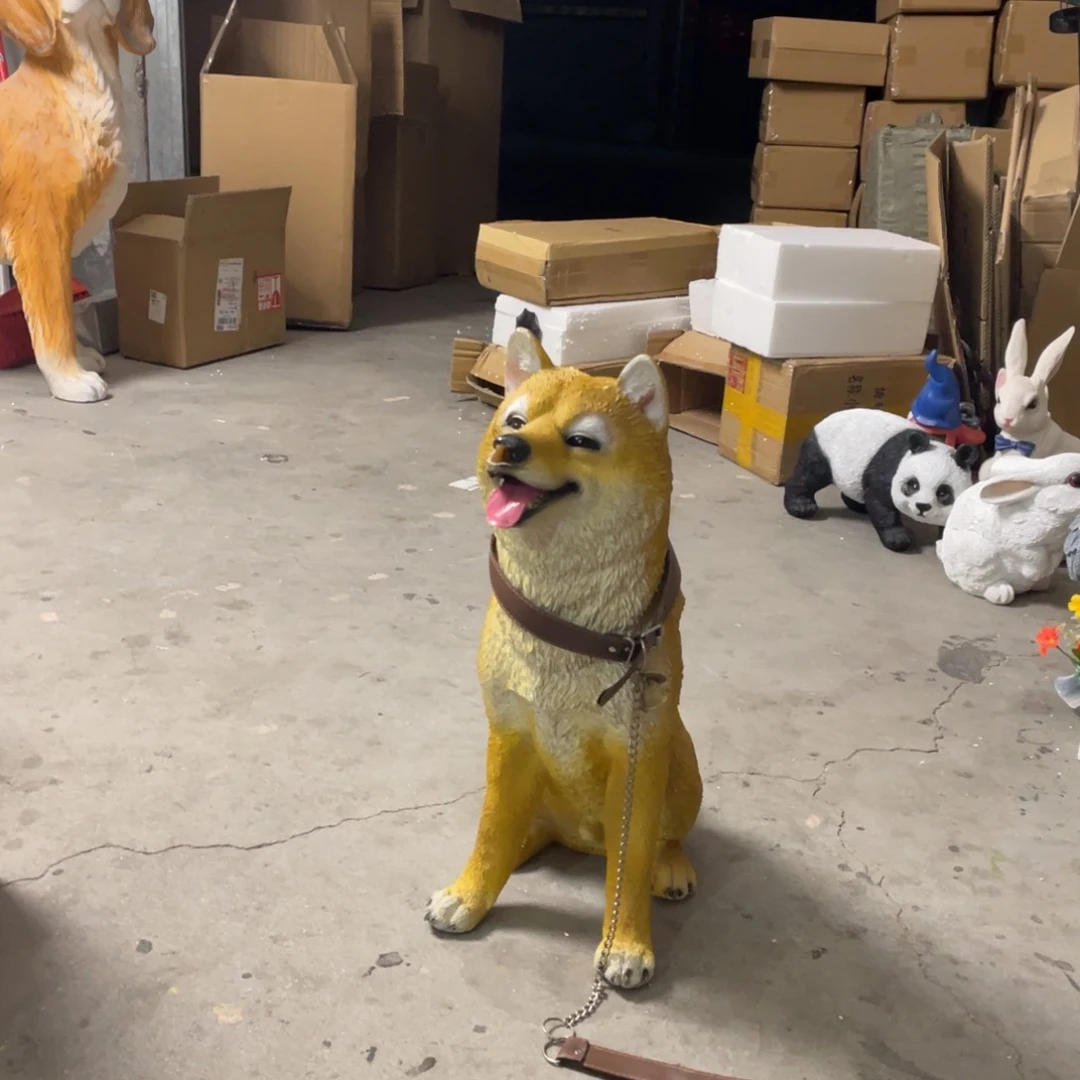 【闪购商品】陶瓷树脂仿真秋田犬摆件