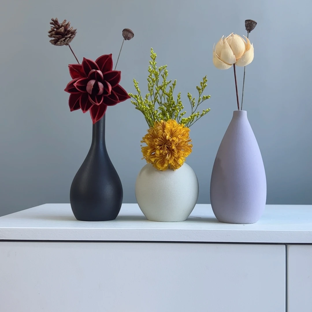 摆件陶瓷小花瓶摆件含花总高约20-30cm