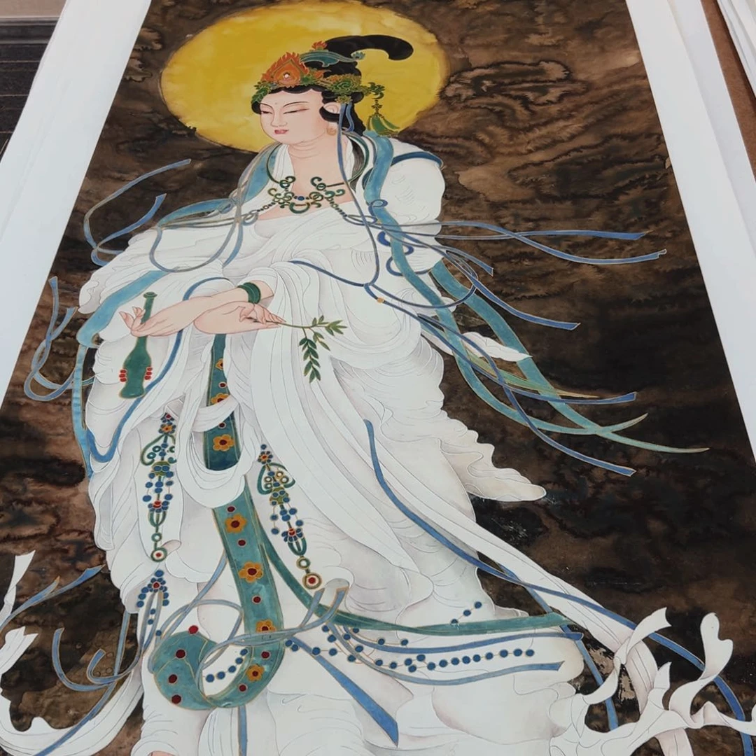 国画?****?彩铃老师敦煌观音去菩萨