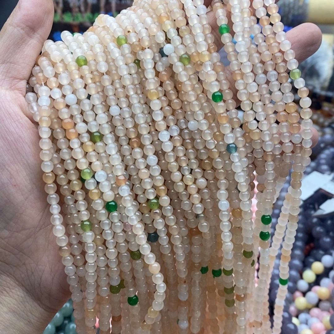 玛瑙/玉髓未镶嵌珠宝半成品一条天然卡4.5mm藕粉玉