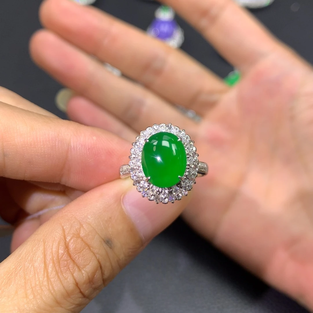 翡翠戒指18K金镶嵌两用款