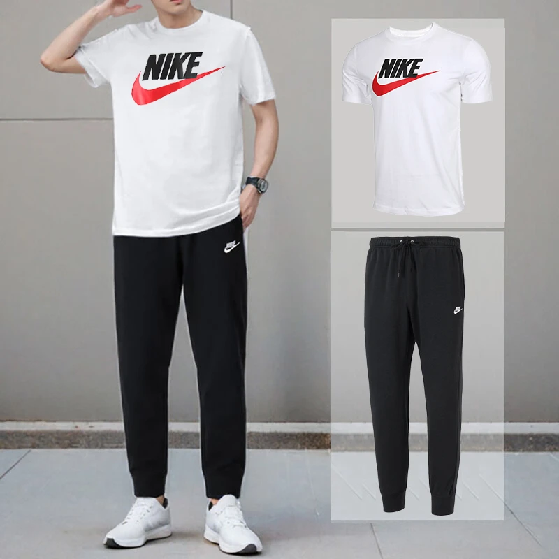 【流光风】NIKE耐克运动套装男休闲圆领短袖T恤健身训练收口长裤