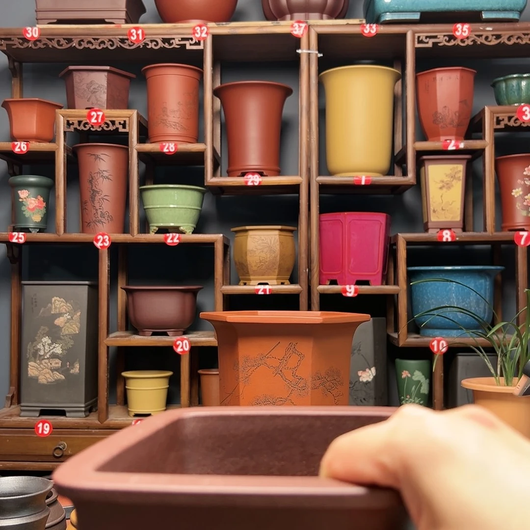 紫砂花盆长**宁紫砂六方