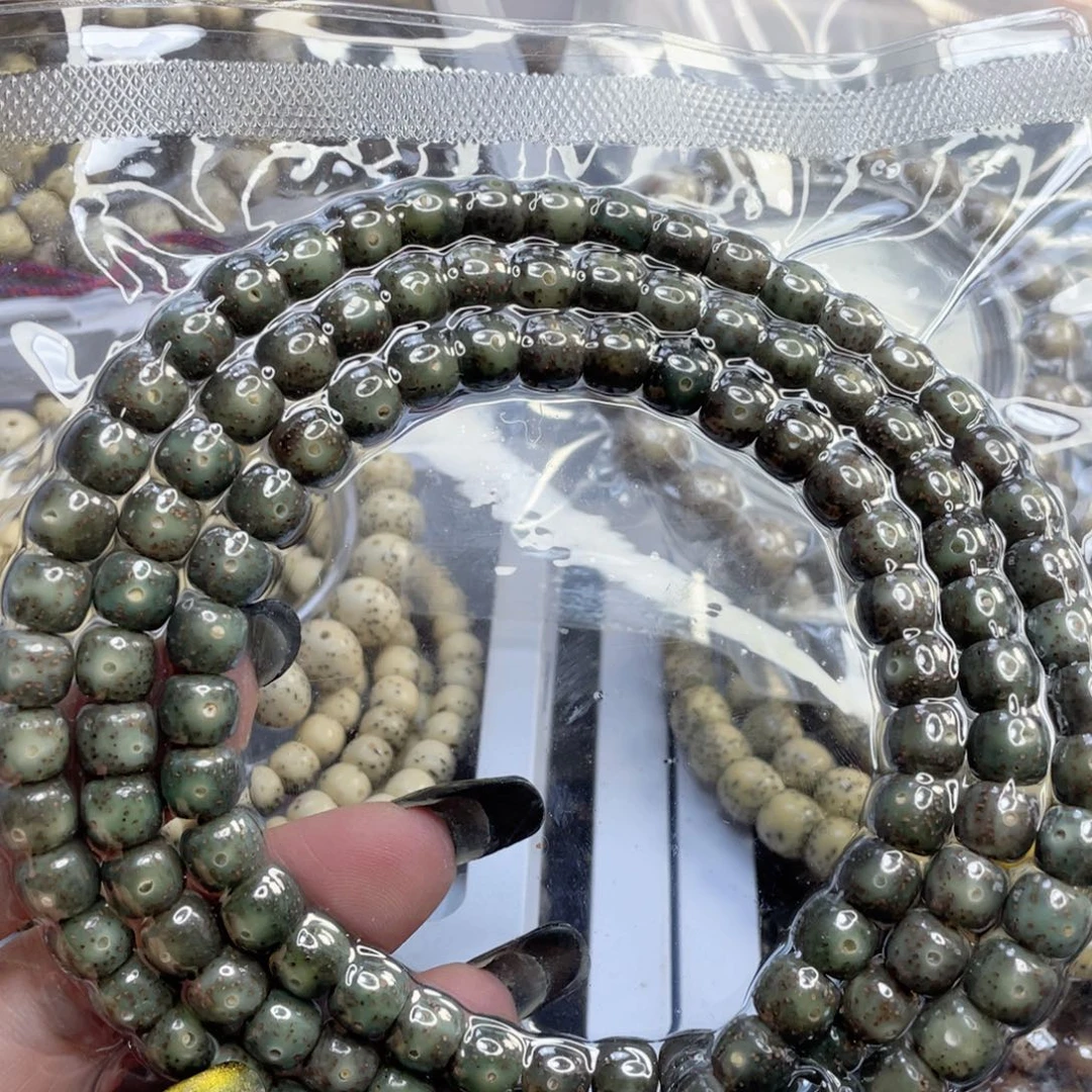 吊坠星月菩提石玉料绿幽灵长链尺寸8