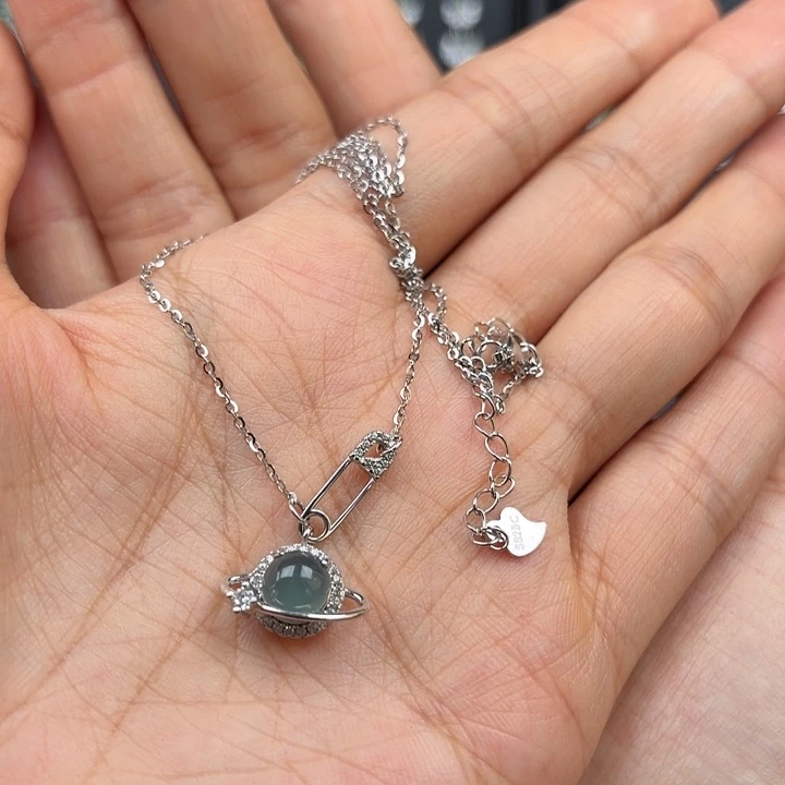 翡翠银S925镶嵌耳饰