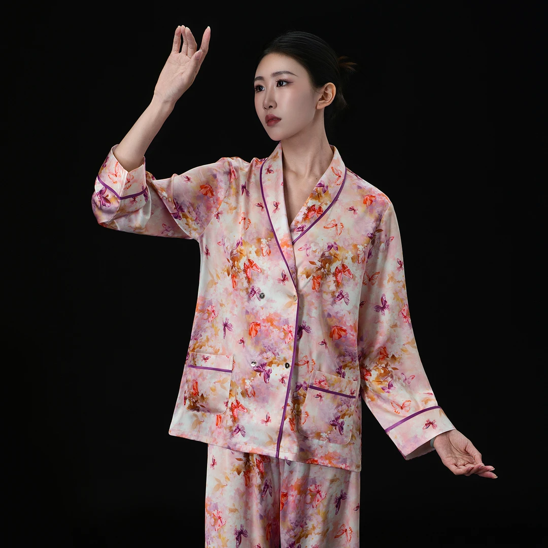 达芬奇密码蝴蝶花卉2025年夏季新款舒适可外穿家居服睡衣