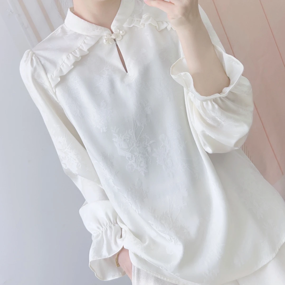 009时尚气质国风盘扣立领长袖小衫9009/GP