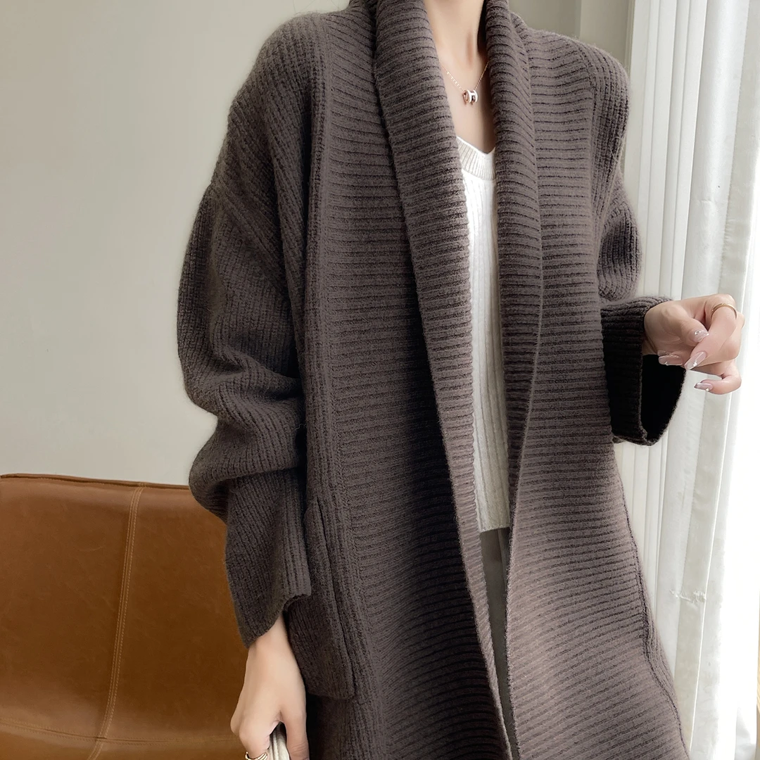 限购一件 清 600克重 澳洲羊毛重工三股加厚羊毛开衫女