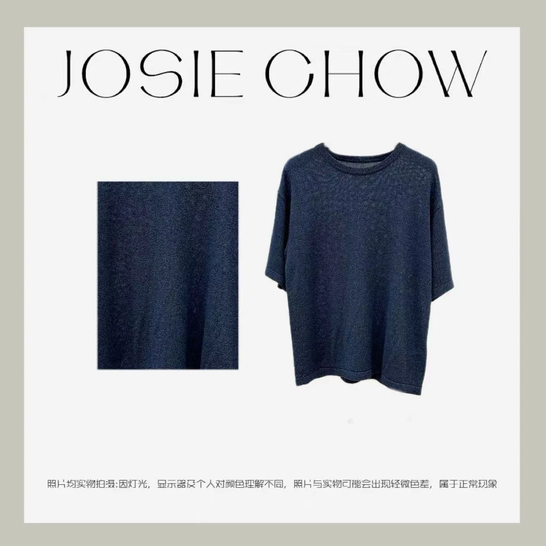 JOSIE CHOW【和纸纱】女款针织微透高级风麻混纺短袖上衣。JC8610357