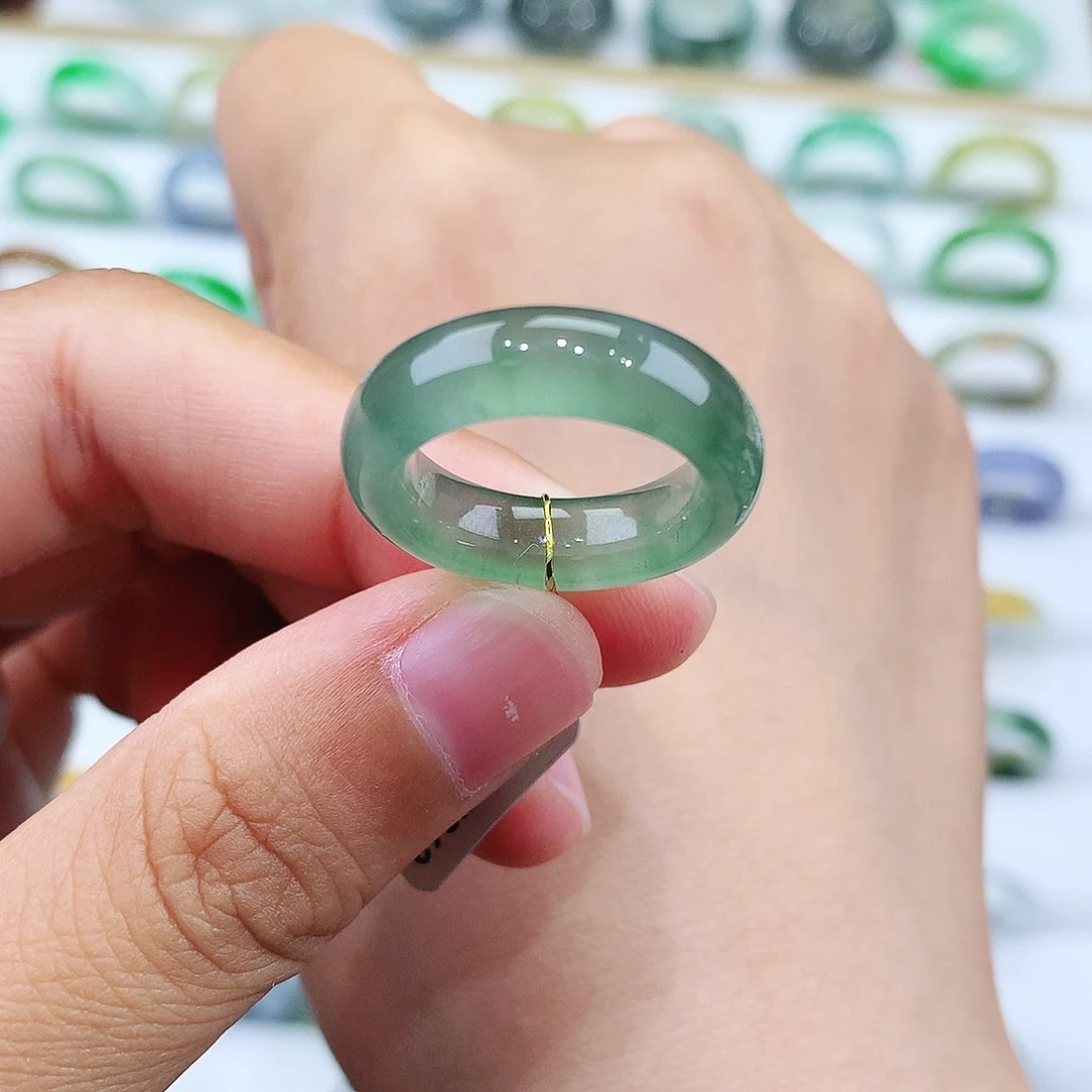 翡翠戒指未镶嵌9-10号冰润绿
