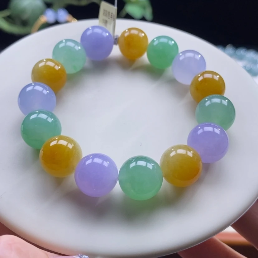 【闪购商品】翡翠颈饰未镶嵌翡翠浓彩色多宝手串卡13+