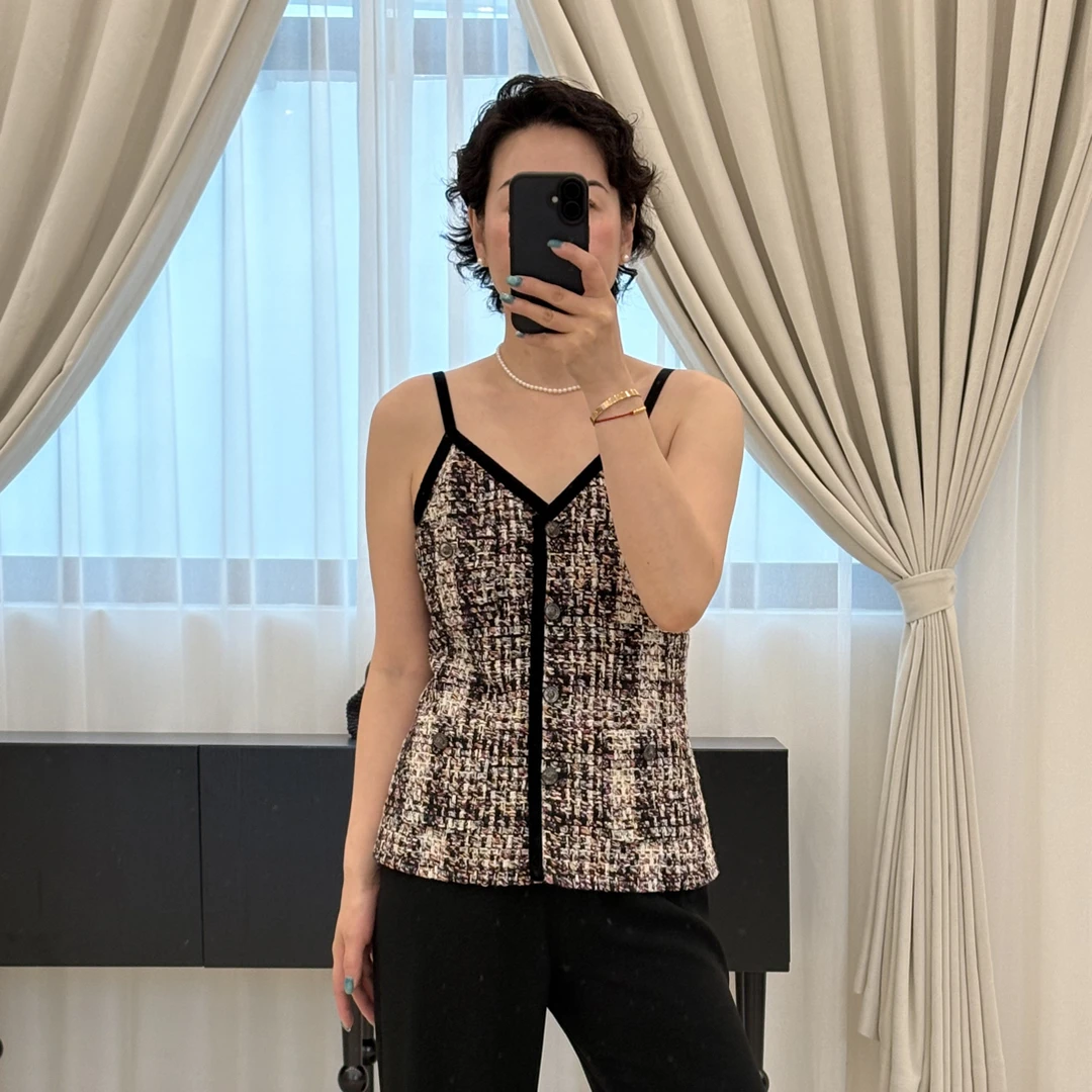 复古风小香风吊带背心女夏新款气质无袖上衣