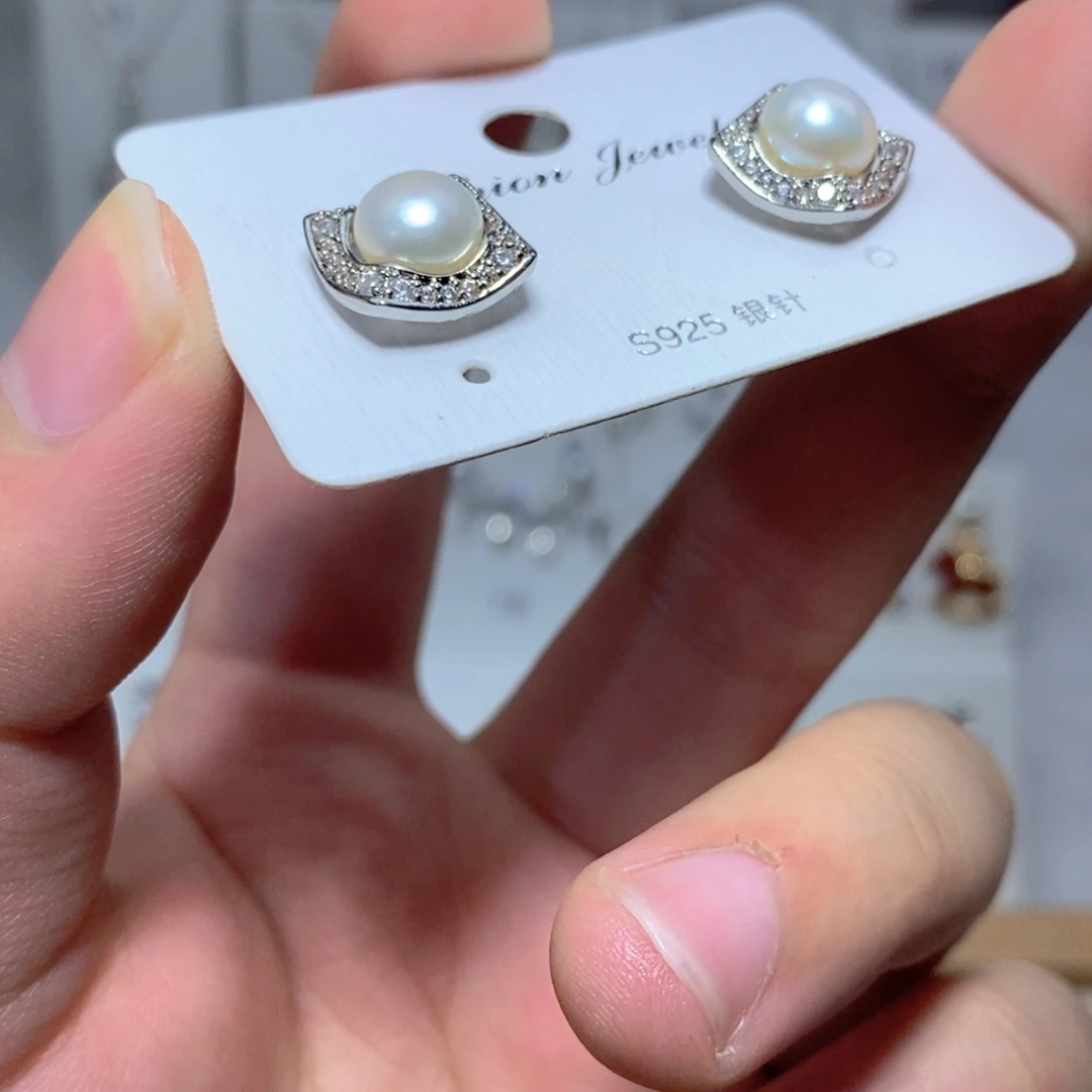 耳饰淡水珍珠银S925镶嵌