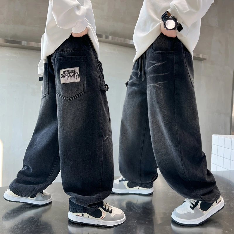 男童秋季牛仔长裤2025新款痞帅直筒裤中大童休闲百搭水洗软牛仔裤