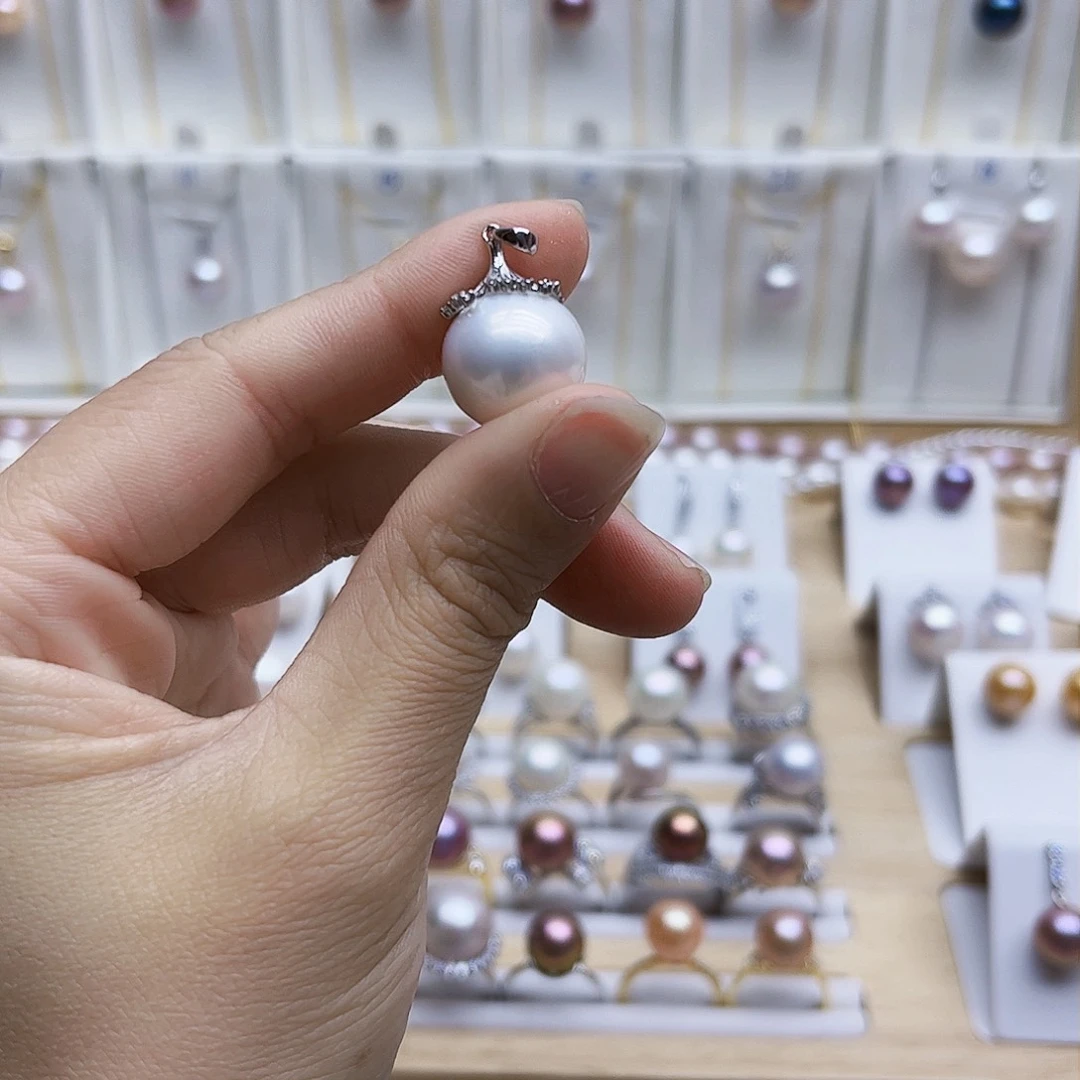 淡水珍珠吊坠(不含链)银S925镶嵌