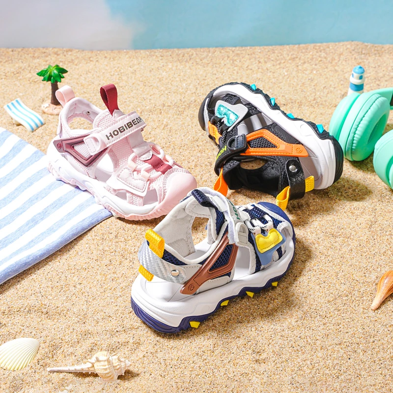 【哈比熊】户外轻便透气舒适儿童包头凉鞋耐磨沙滩鞋27-38码AU7699