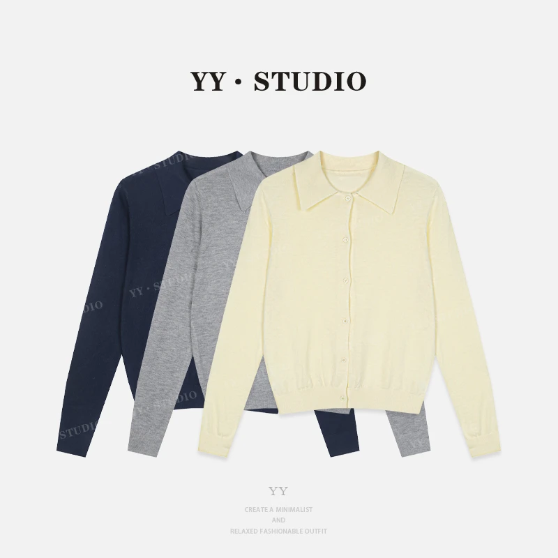 【YANYAN】早秋新款纯色polo针织长袖开衫YY-8358