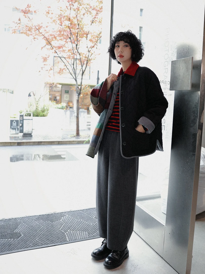 TT设计师【时尚肯豆】老钱风高级时尚菱格灯芯绒领棉服外套TT191362