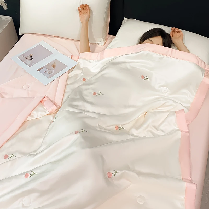 单夏被新款刺绣水洗真丝夏被绣花水洗真丝夏被单系