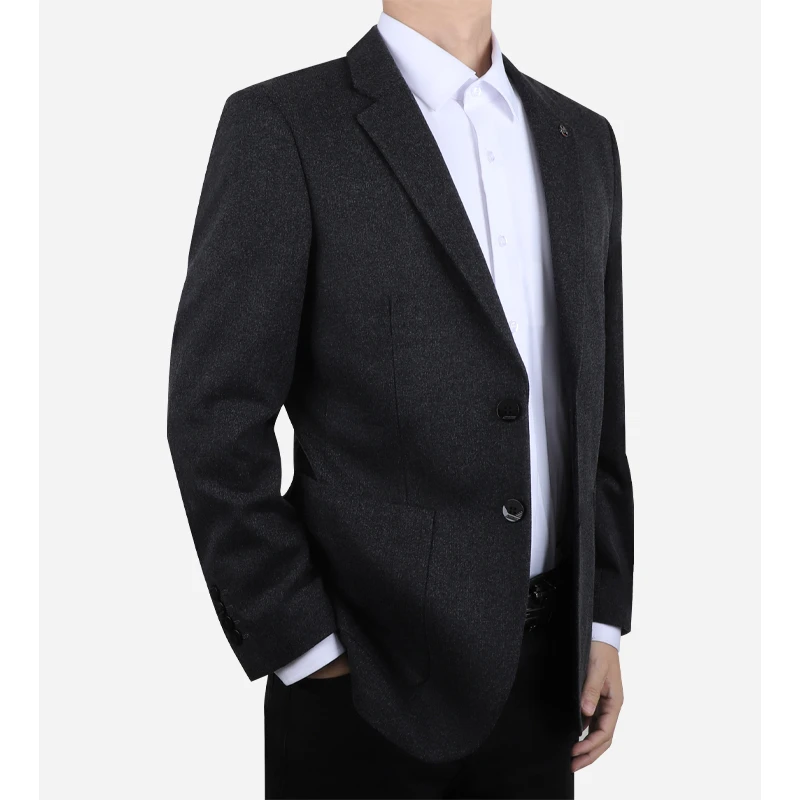 男士秋季黑灰色磨毛休闲单西男外套修身上衣6620时尚西装西服黑色